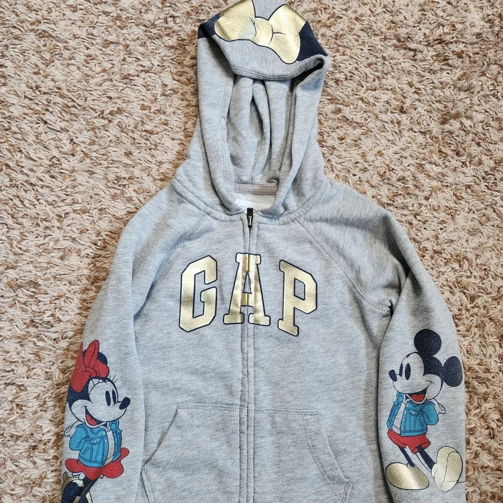 Baby Gap Disney Mickey Minnie Print Sleeve Kid‎ Sz 8 Zip Up Hoodie
